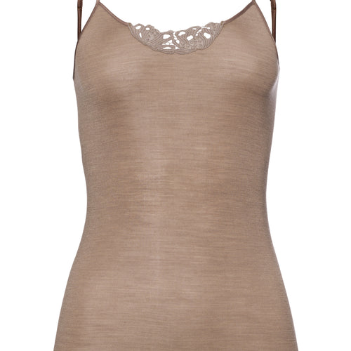 71521 Woolen Silk W Spaghetti Cami With Embroidery - 2847 Taupe