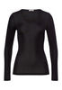 71522 Woolen Silk W Long Sleeve Shirt With Embroidery - 018 Black