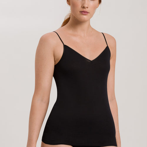 71601 Cotton Seamless V-Neck Camisole - 019 Black