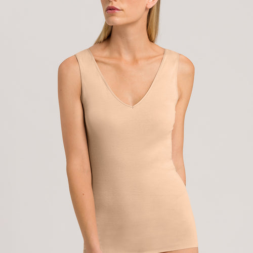 71602 Cotton Seamless V-Neck Tank - 274 Beige