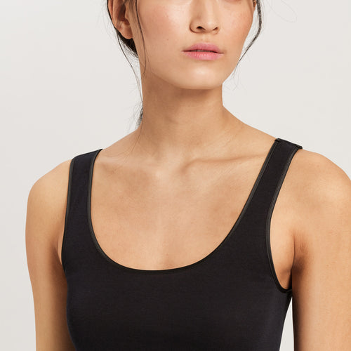 71604 Cotton Seamless Round Neck Tank - 019 Black