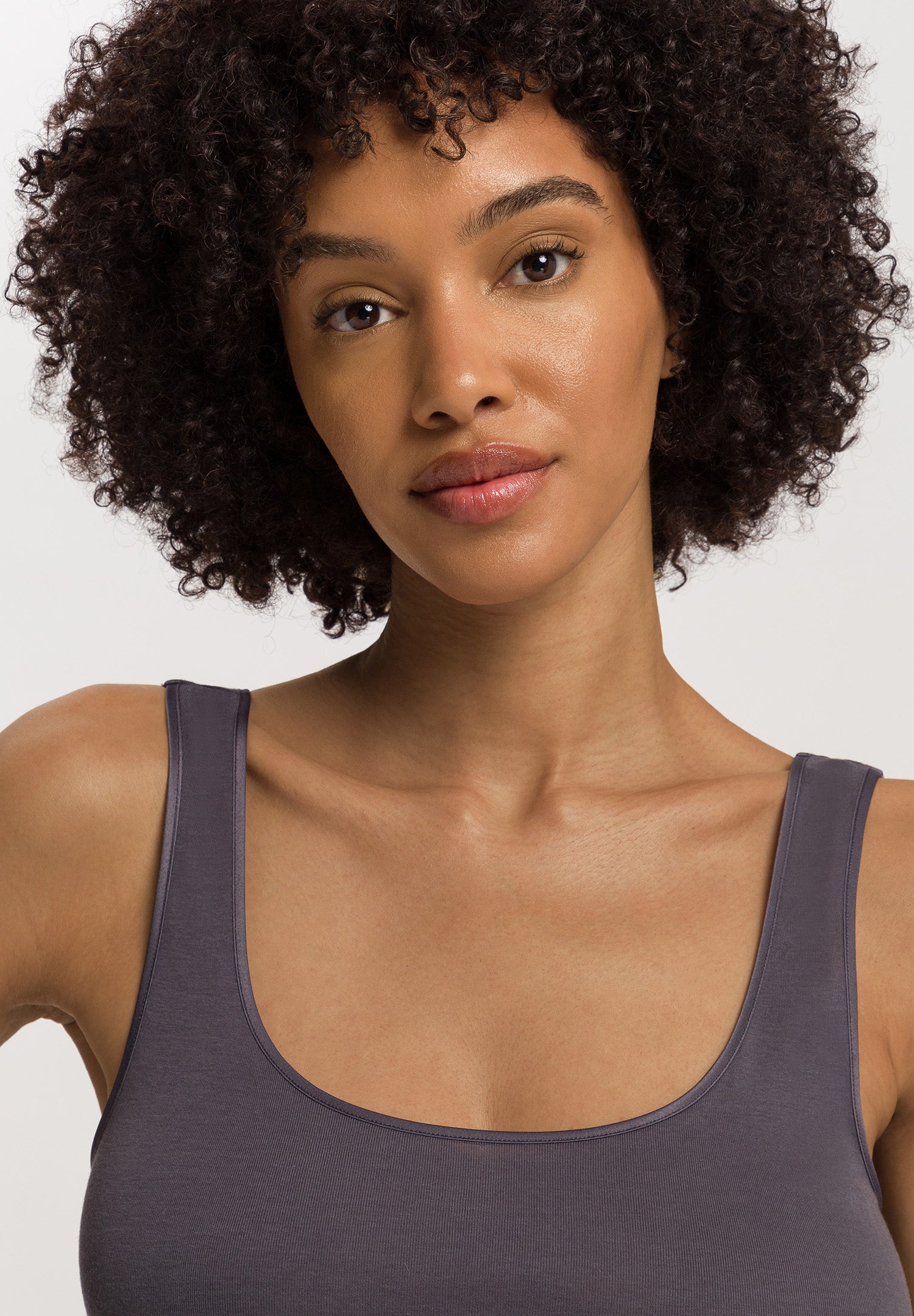 Cotton Seamless Round Neck Cotton Tank Top | Black Pearl 71604-2183