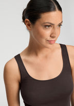Cotton Seamless Round Neck Cotton Tank Top | Dark Mocha 71604-2185