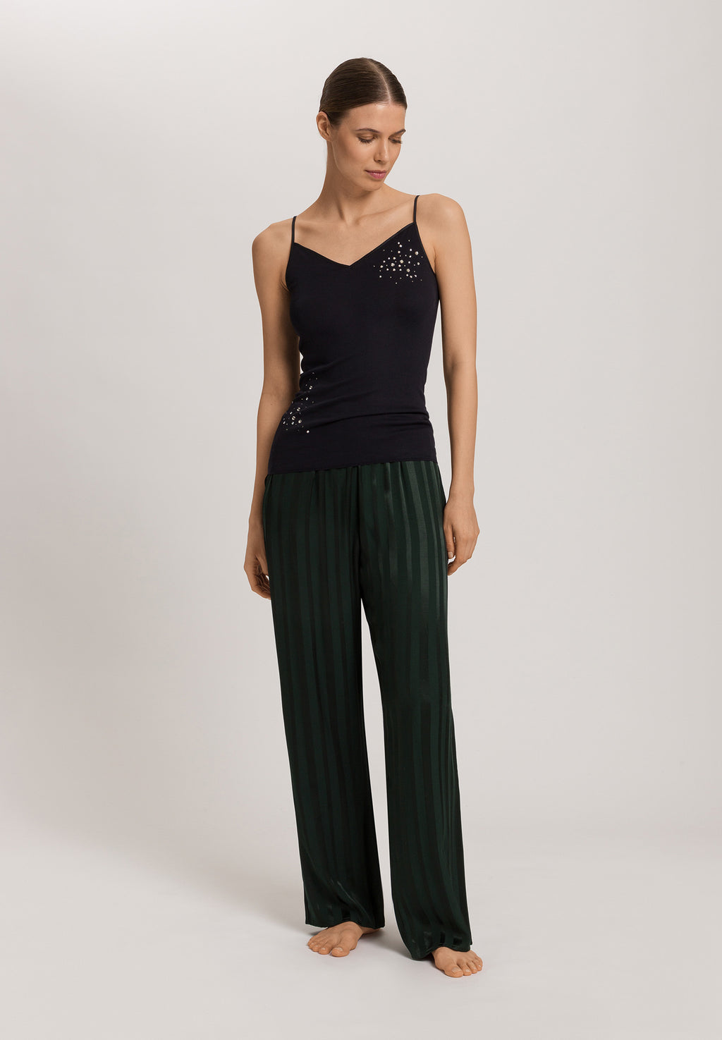 Cotton Seamless Swarovski Crystal Cotton Camisole | Black 71618-019