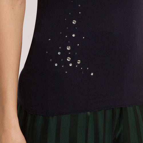 Cotton Seamless Swarovski Crystal Cotton Camisole | Black 71618-019