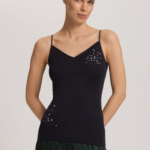 Cotton Seamless Swarovski Crystal Cotton Camisole | Black 71618-019