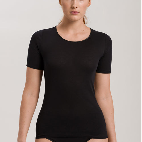 71630 Cotton Seamless Short Sleeve Shirt - 019 Black