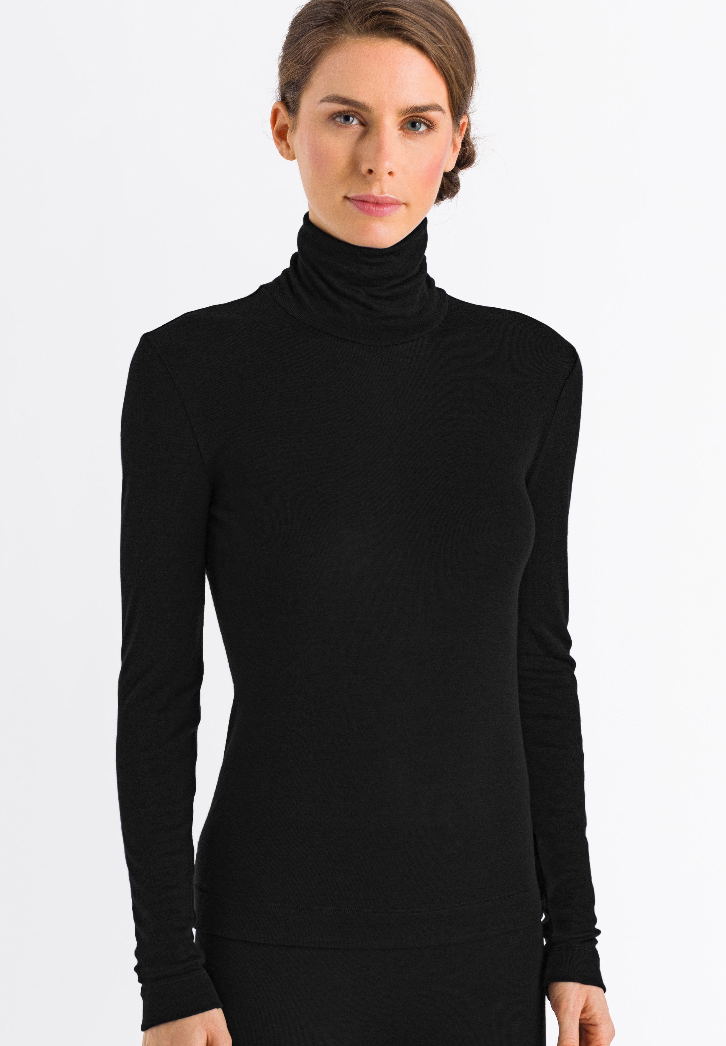 71659 Silk/Cashmere Turtleneck Shirt - 019 Black