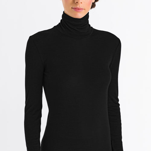 71659 Silk/Cashmere Turtleneck Shirt - 019 Black