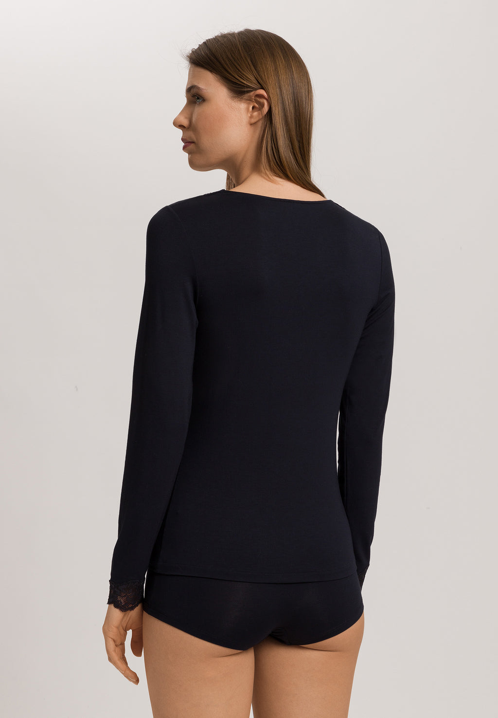 Dana Tencel™ V-Neck Top With Lace Trim | Black 71841-019