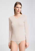 Dana Tencel™ V-Neck Top With Lace Trim | Moonlight 71841-1233