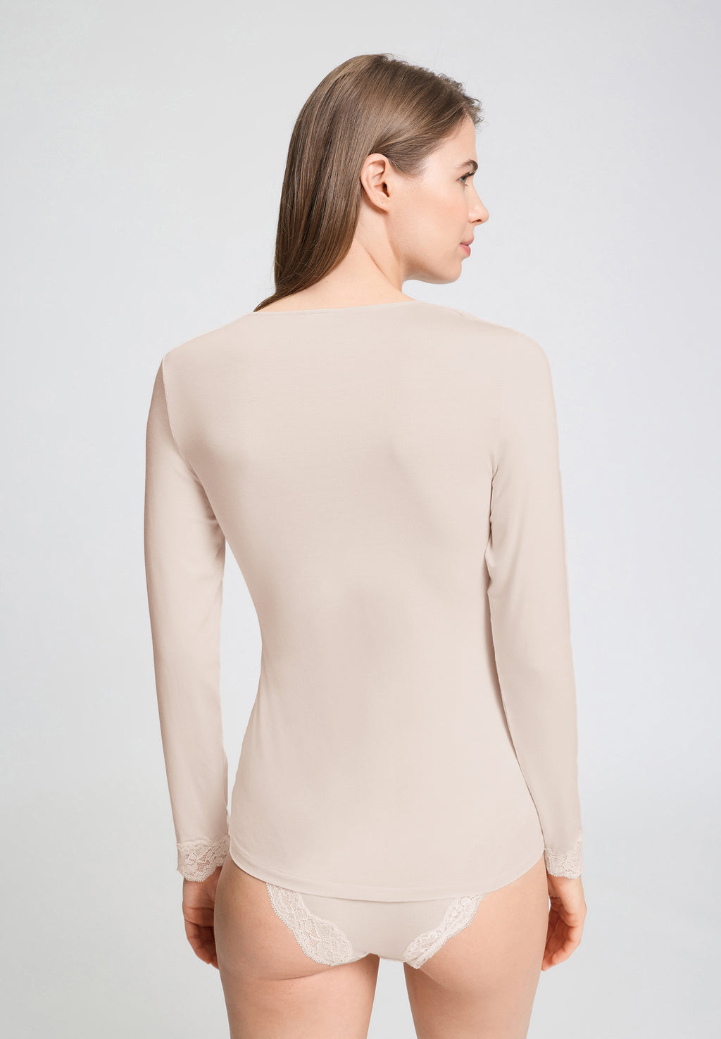 Dana Tencel™ V-Neck Top With Lace Trim | Moonlight 71841-1233