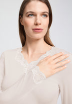Dana Tencel™ V-Neck Top With Lace Trim | Moonlight 71841-1233