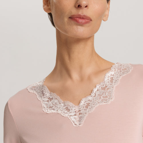 Dana Tencel™ V-Neck Top With Lace Trim | Blush 71841-1359