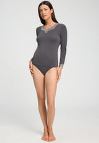 Dana Tencel™ V-Neck Top With Lace Trim | Boulevard 71841-2687