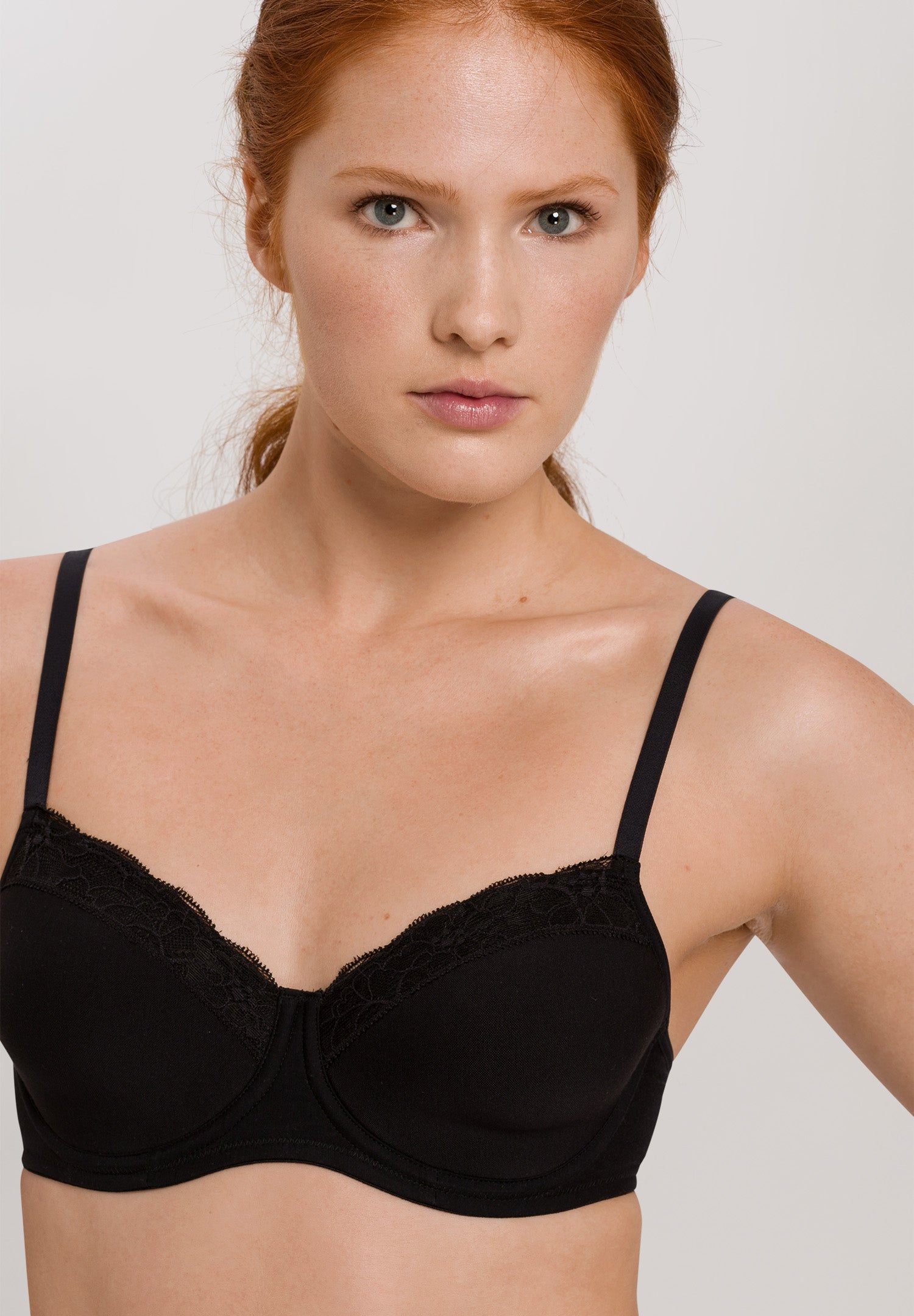 72433 Cotton Lace Spacer T-Shirt Bra - 019 Black