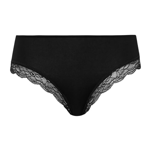 72437 Cotton Lace High Cut Brief - 019 Black