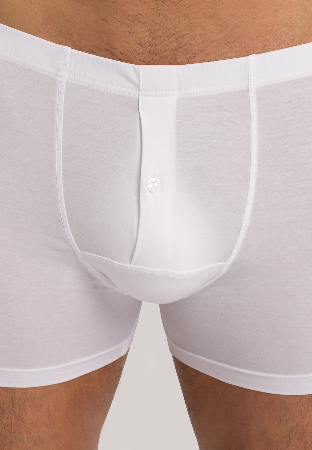 73063 Cotton Sensation Long Leg Boxer Brief With Fly - 101 White