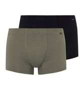 73079 Cotton Essentials 2 Pack Boxer Brief With Covered Waistband - 2156 Antique Green/Ebony