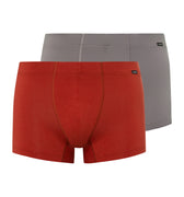 73079 Cotton Essentials 2 Pack Boxer Brief With Covered Waistband - 2157 Red Ochre/Fresh Grey