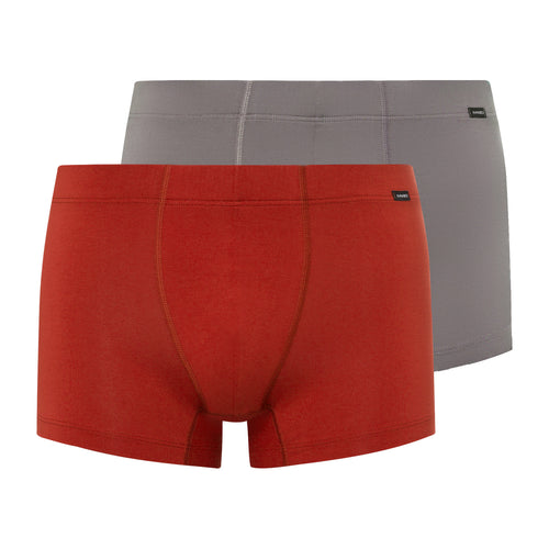 73079 Cotton Essentials 2 Pack Boxer Brief With Covered Waistband - 2157 Red Ochre/Fresh Grey