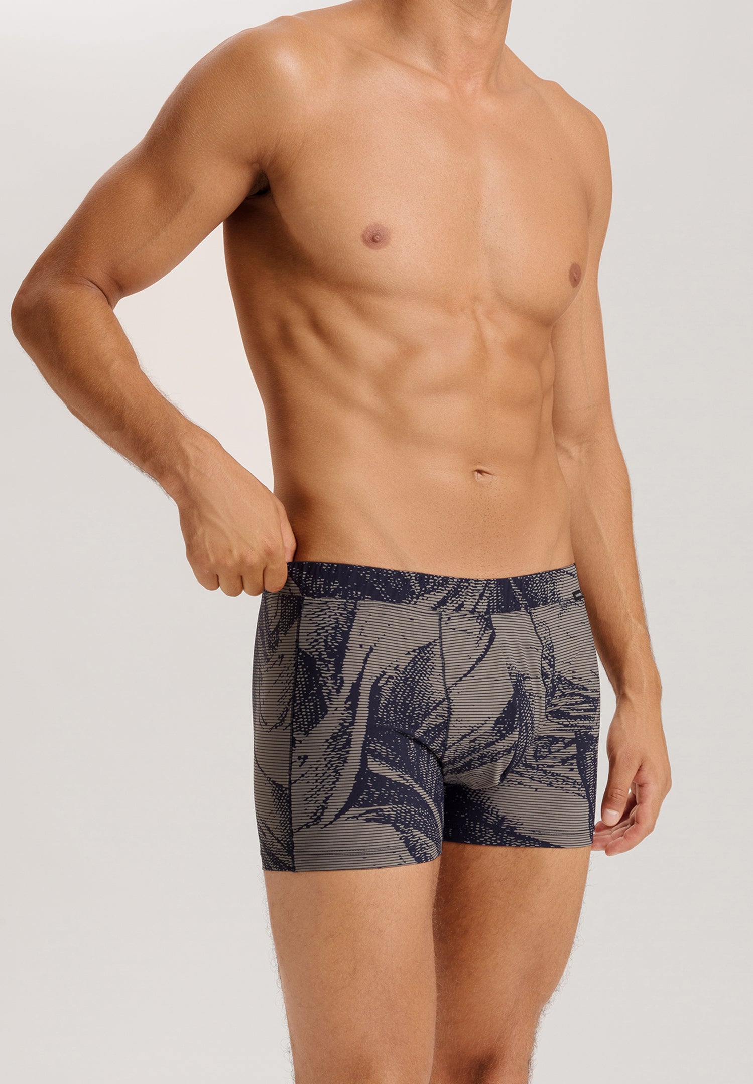 Fancy Micro Quick Dry Long Boxer Brief | Striped Palm Print 73125-3015