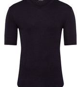 73152 Silk/Cashmere V-Neck S/Slv Shirt - 019 Black