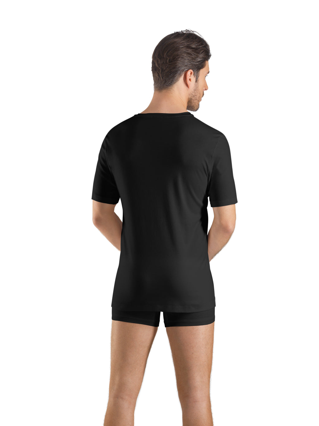 73173 Sea Island Cotton Short Sleeve V-Neck - 019 Black