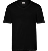 Sea Island Cotton V-Neck Fitted T-Shirt | Black 73173-019