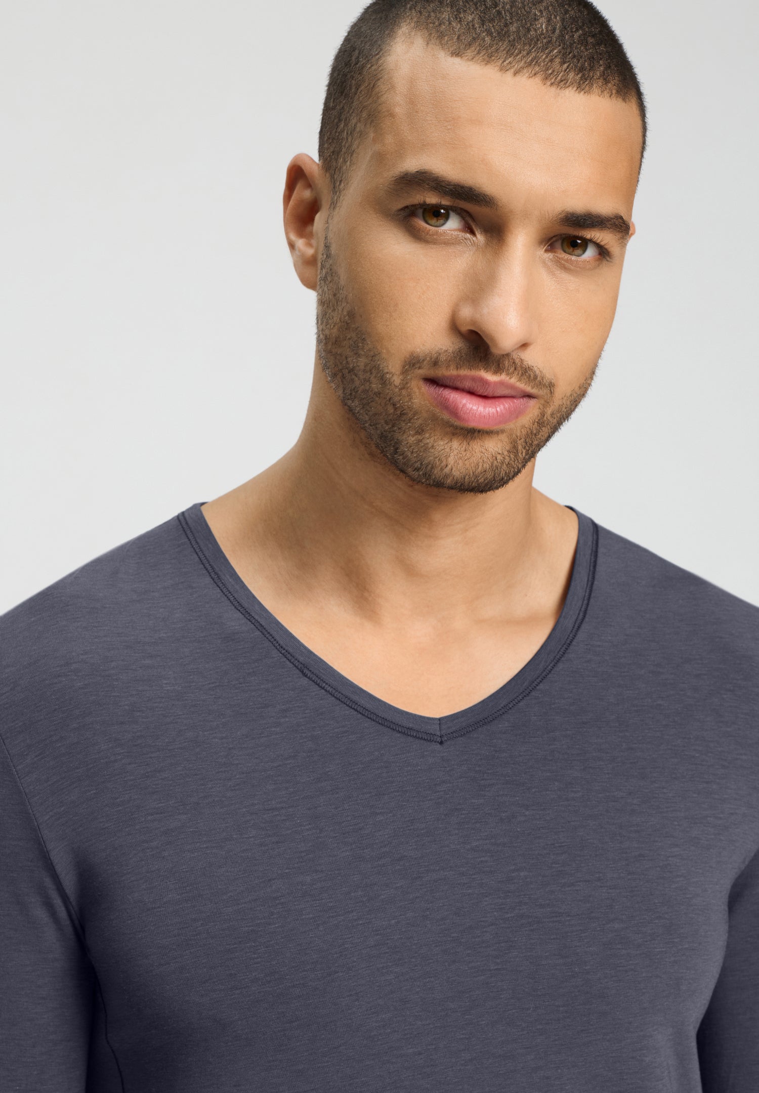 Natural Function Tencel™ And Cotton Fitted V-Neck Top | Stormy Gray 73187-2139
