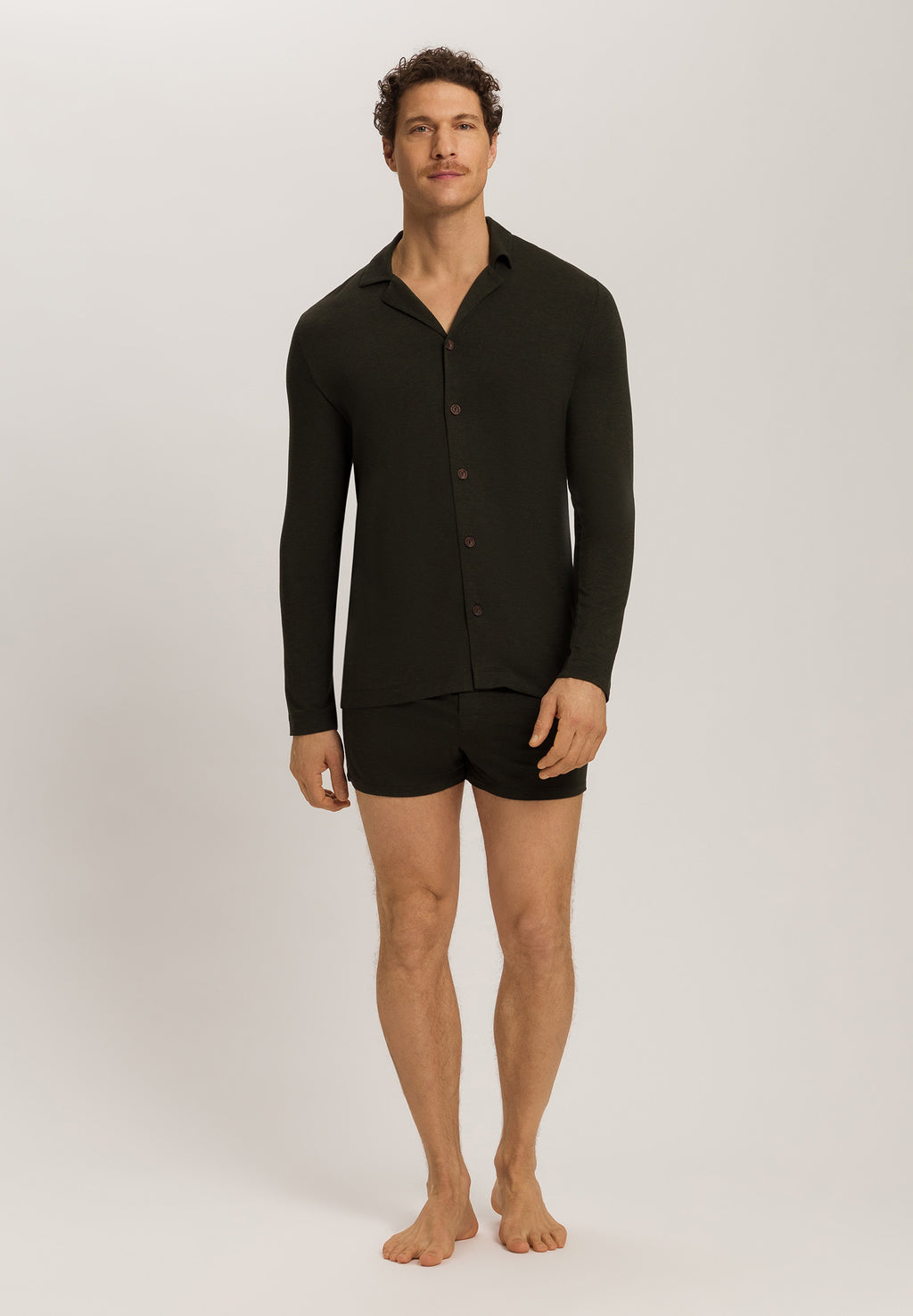 Casuals Single Jersey Boxers With Button Fly | Earthy Ink Melange 73207-3044
