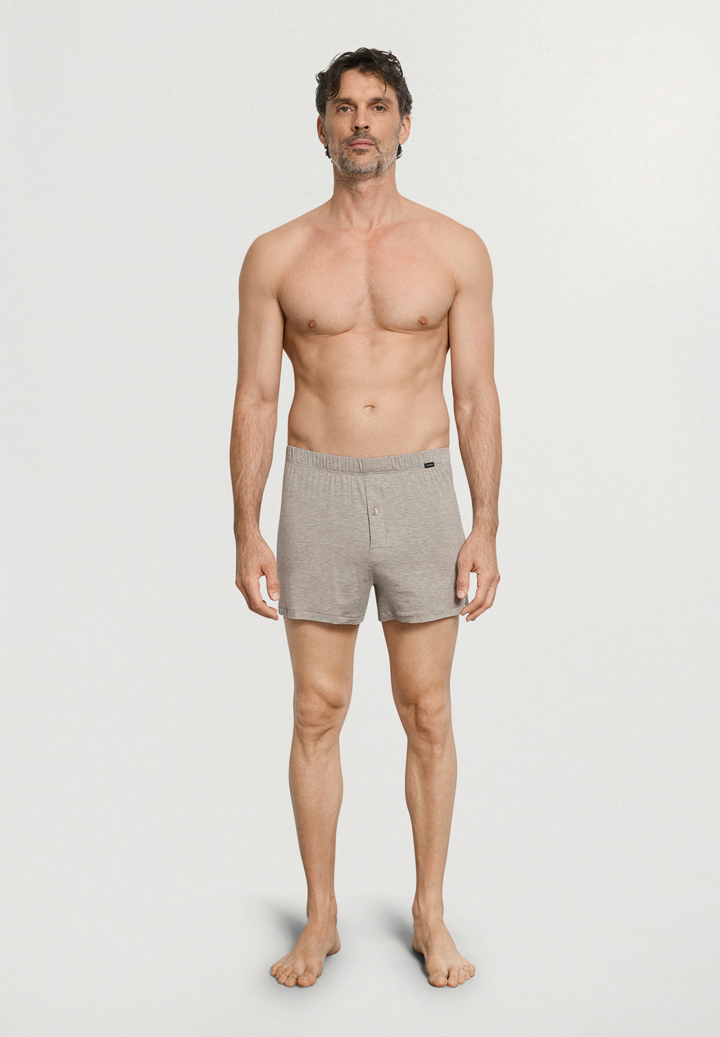 Casuals Single Jersey Boxer With Button Fly | Hazelnut Melange 73207-3115