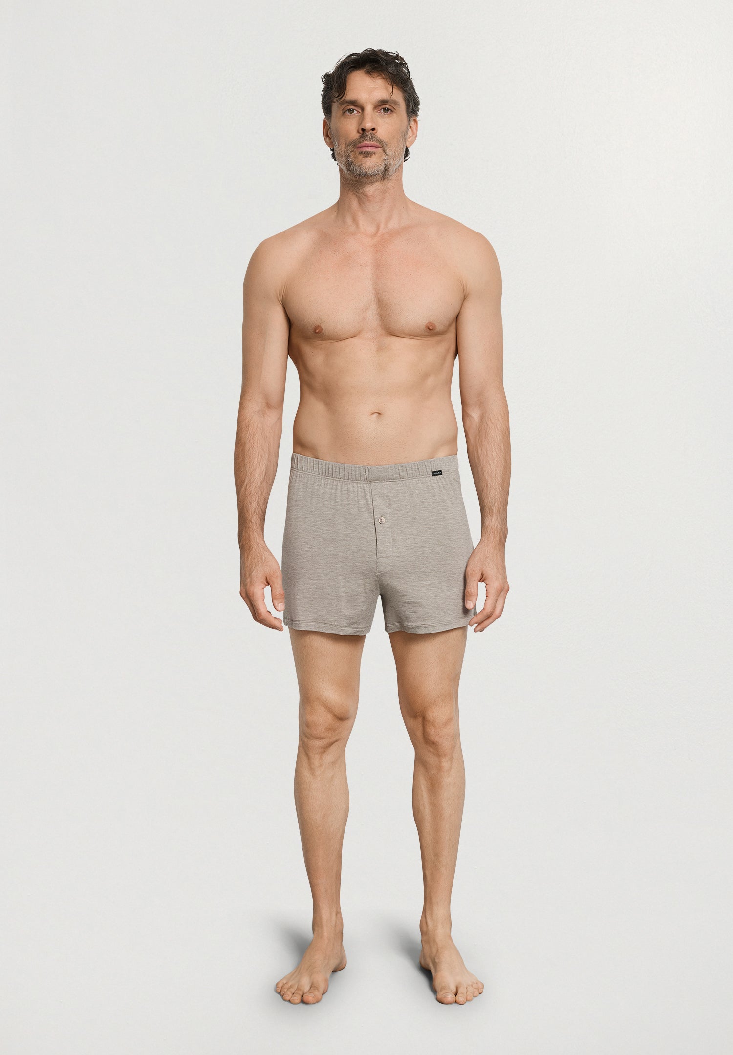 Casuals Single Jersey Boxer With Button Fly | Hazelnut Melange 73207-3115