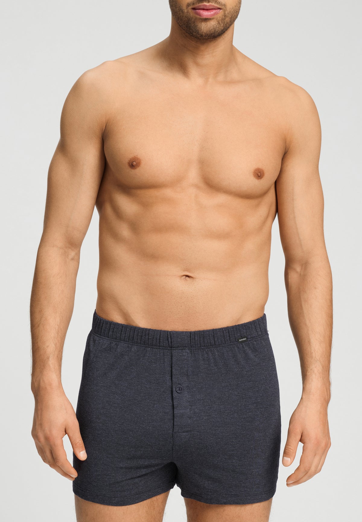 Casuals Single Jersey Boxer With Button Fly | Charcoal Melange 73207-3132