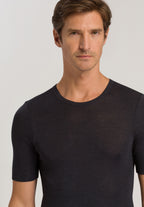 73401 Woolen Silk M Short Slv Shirt - 176 Anthrazit