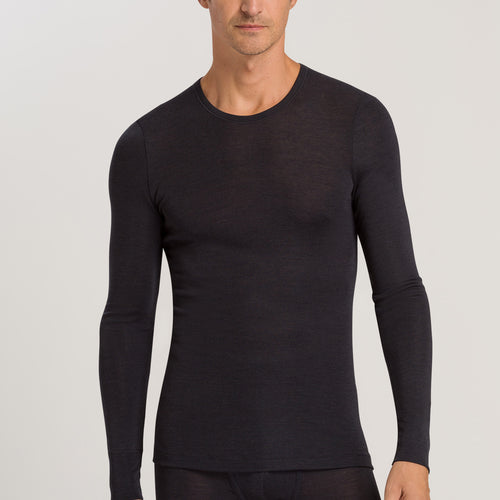 73402 Woolen Silk M Long Sleeve Shirt - 176 Anthrazit
