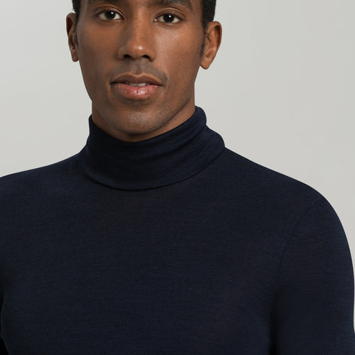 73403 Woolen Silk Turtleneck Shirt - 1610 Deep Navy