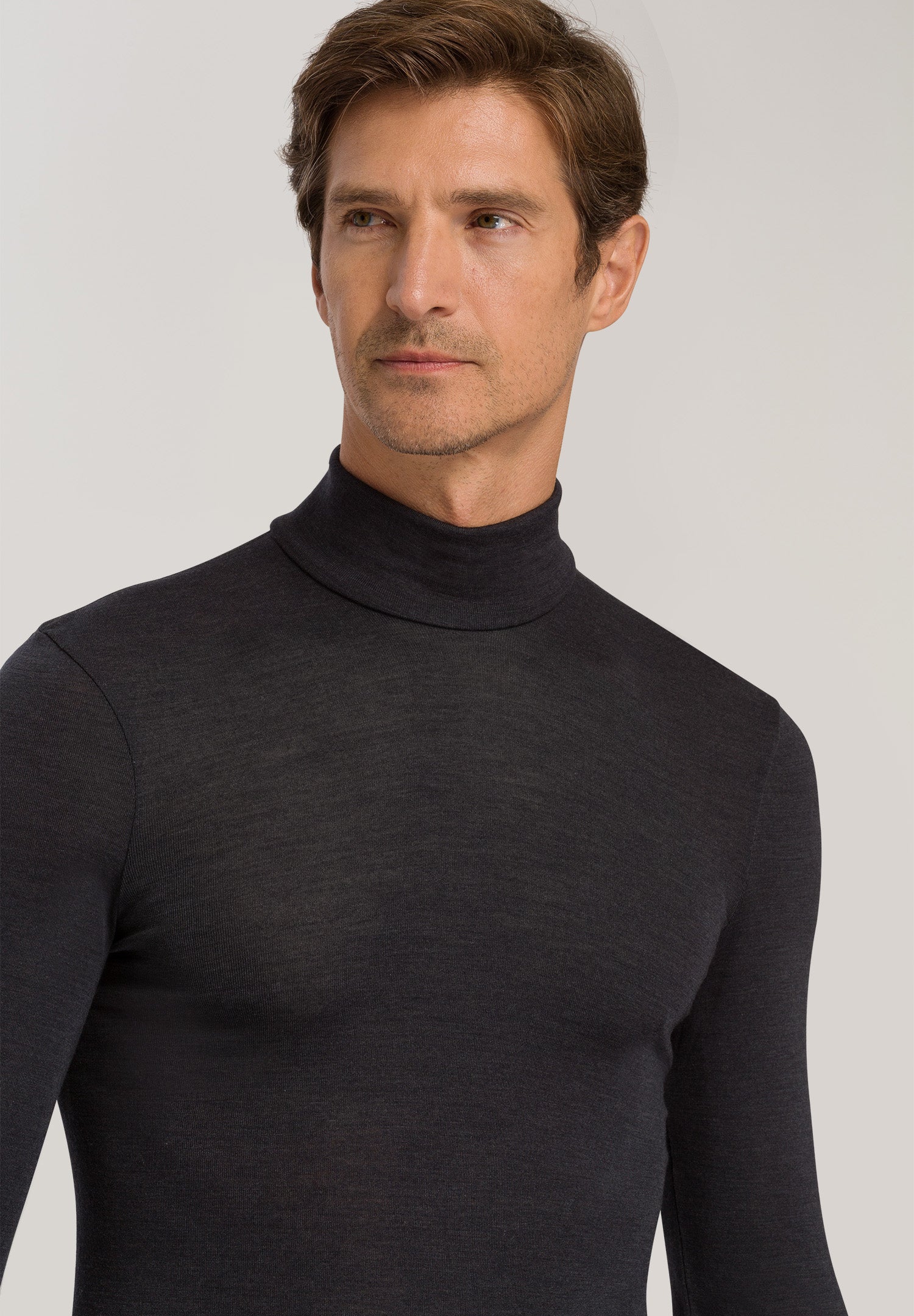 73403 Woolen Silk Turtleneck Shirt - 176 Anthrazit