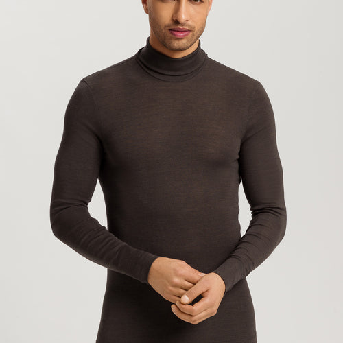 Woolen Silk M Thermal Turtleneck | Earthy Ink 73403-2147