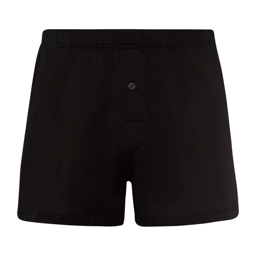 73505 Cotton Sporty Knit Boxer With Button Fly - 199 Black