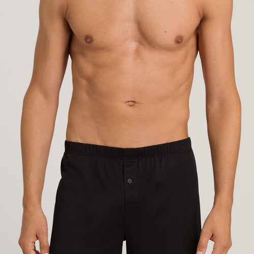 73505 Cotton Sporty Knit Boxer With Button Fly - 199 Black