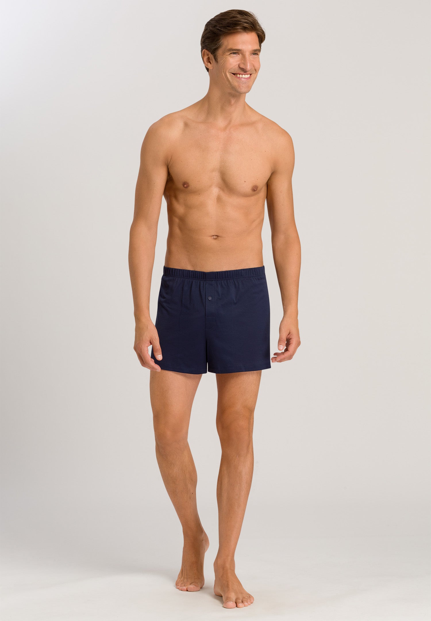 73505 Cotton Sporty Knit Boxer With Button Fly - 593 Midnight Navy