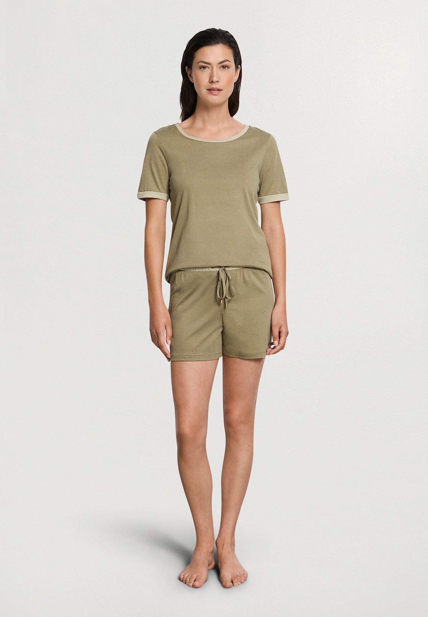 Laura Cotton Blend Pajama Set | Covert Green 74262-2727