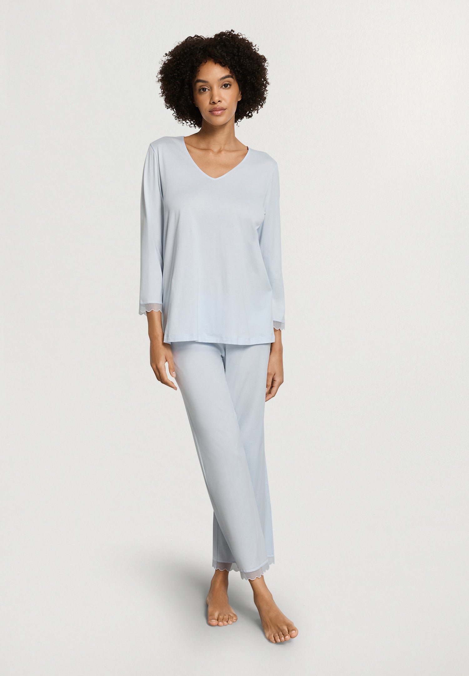 Inaya L/Slv Pyjama Crop Pants | Watery Blue 74739-2244