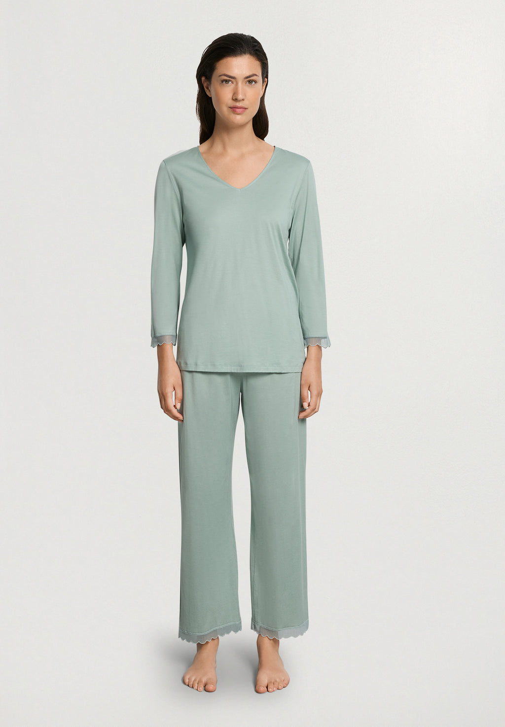 Inaya L/Slv Pyjama Crop Pants | Dark Seafoam 74739-2733