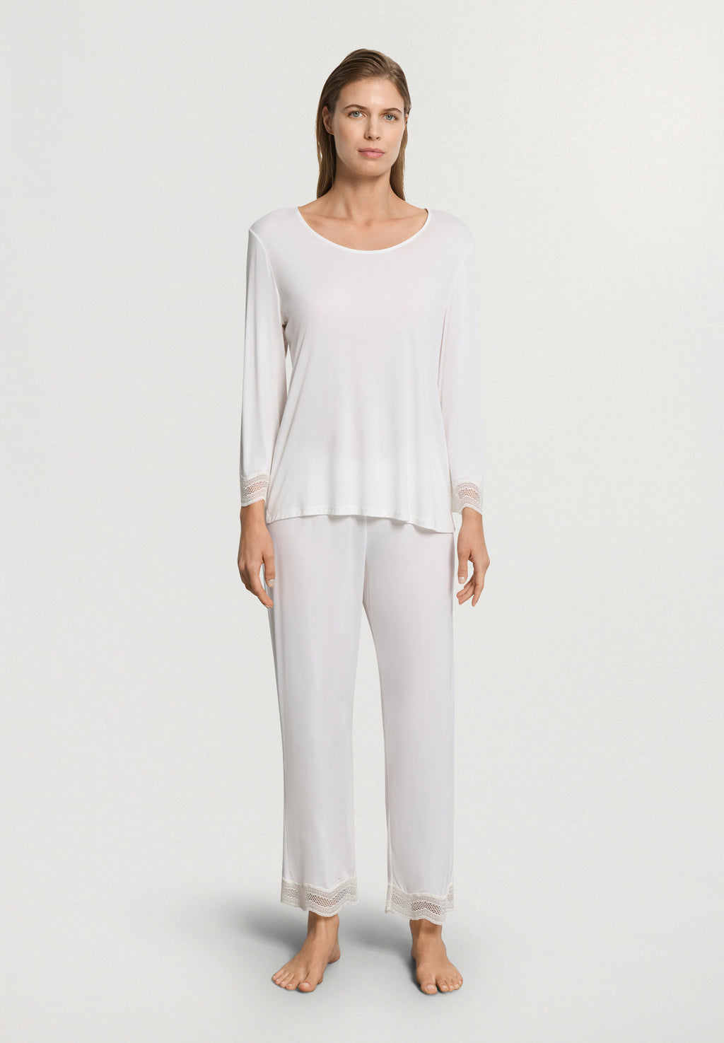 Cira L/Slv Pyjama Crop Pants | Off White 74743-102