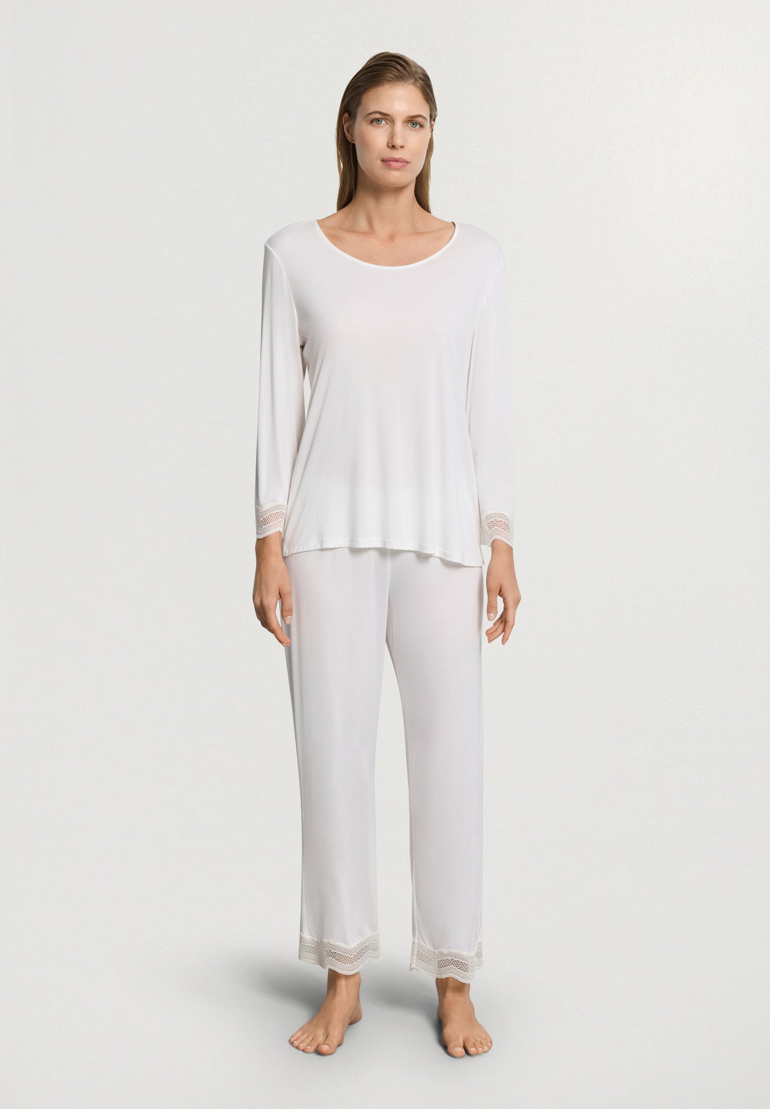 Cira L/Slv Pyjama Crop Pants | Off White 74743-102