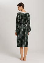 Indra Semi Sheer Geometric Stripe Robe | Graphit Melange 74761-3060