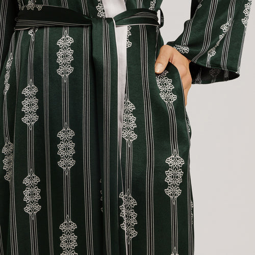 Indra Semi Sheer Geometric Stripe Robe | Graphit Melange 74761-3060