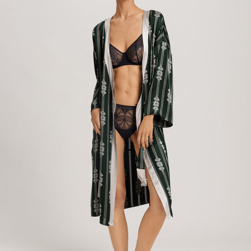 Indra Semi Sheer Geometric Stripe Robe | Graphit Melange 74761-3060